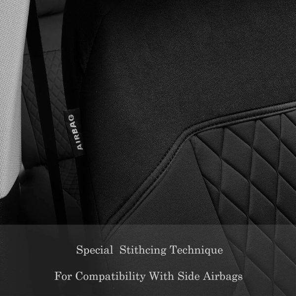 TOYOUN Universal Car Seat Covers Full Set for Cars, SUVs, Trucks – Solid Black - Image 4