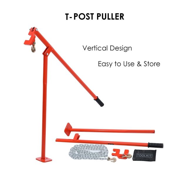 TOPWAY T Post Puller 43 Inch, 300cm Chain for Fence Post & Tree Stump Removal - Image 3