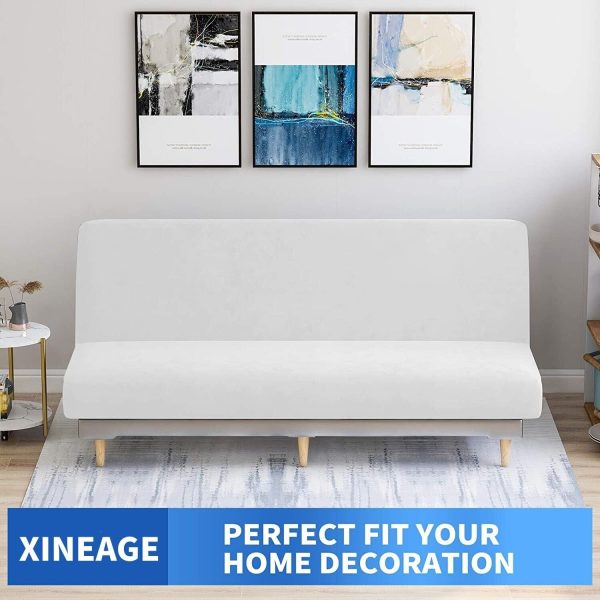 XINEAGE Velvet Futon Cover, Stretch Spandex Slipcover for Armless Couch - Image 2