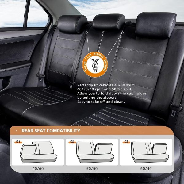 Universal PU Leather Car Seat Covers Full Set for Cars, Trucks, SUVs, or Vans - Image 3