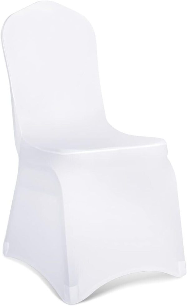 30PCS White Spandex Chair Covers - Stretch Banquet Slipcovers for Wedding Event