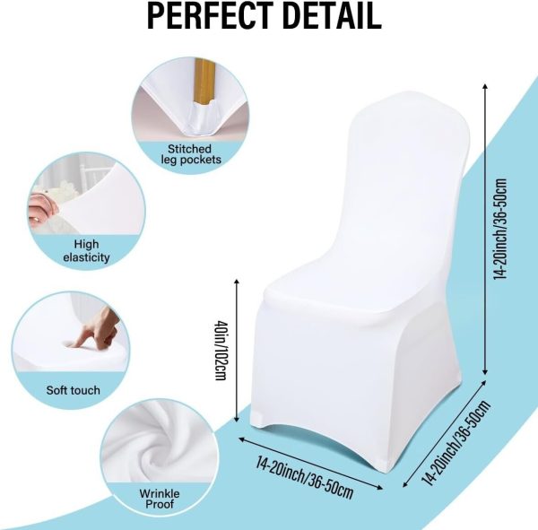 30PCS White Spandex Chair Covers - Stretch Banquet Slipcovers for Wedding Event - Image 6