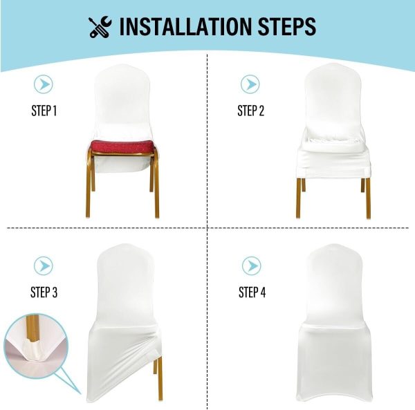 30PCS White Spandex Chair Covers - Stretch Banquet Slipcovers for Wedding Event - Image 7