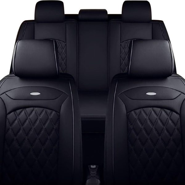 WANGIRL PU Leather Car Seat Covers Full Set, Waterproof Protector (Black) - Image 2