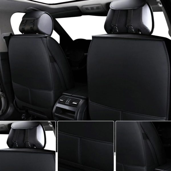 WANGIRL PU Leather Car Seat Covers Full Set, Waterproof Protector (Black) - Image 4