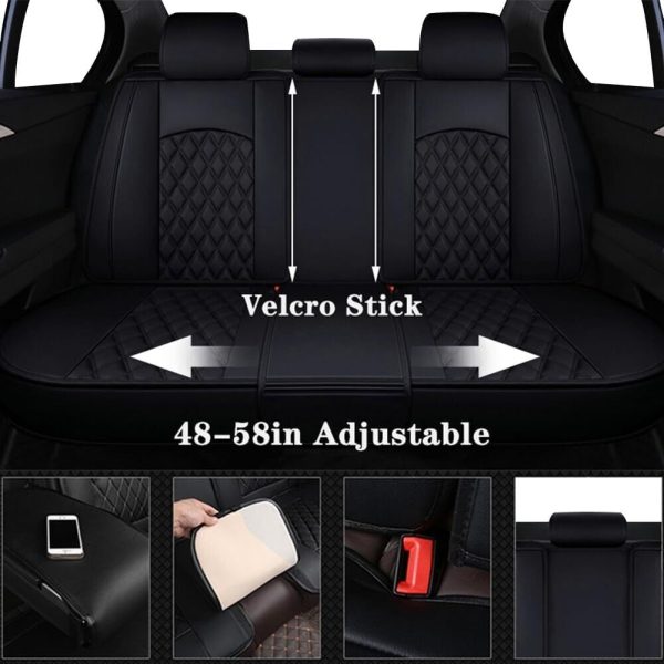 WANGIRL PU Leather Car Seat Covers Full Set, Waterproof Protector (Black) - Image 5