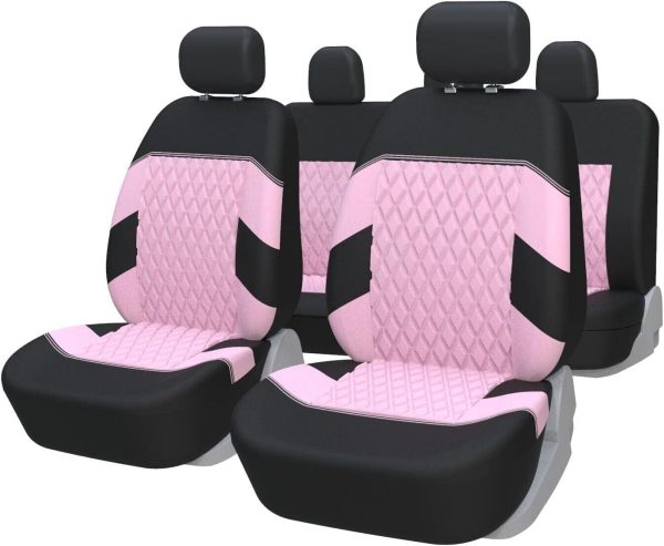 TOYOUN Pink Car Seat Covers Full Set – Universal Fit for Cars, SUVs, Trucks