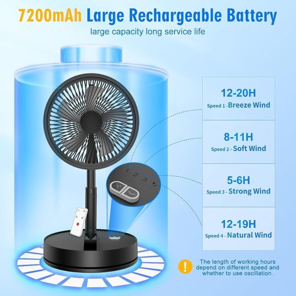 9 Inch Portable Oscillating Standing Pedestal Fan with Remote Control - Black - Image 5