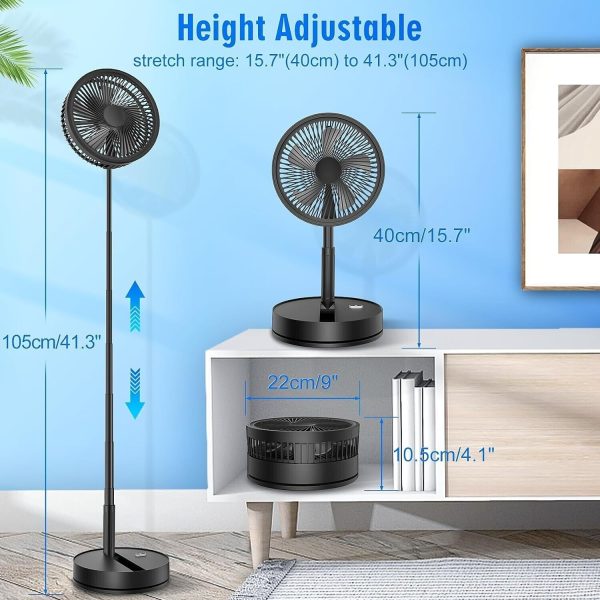 9 Inch Portable Oscillating Standing Pedestal Fan with Remote Control - Black - Image 6