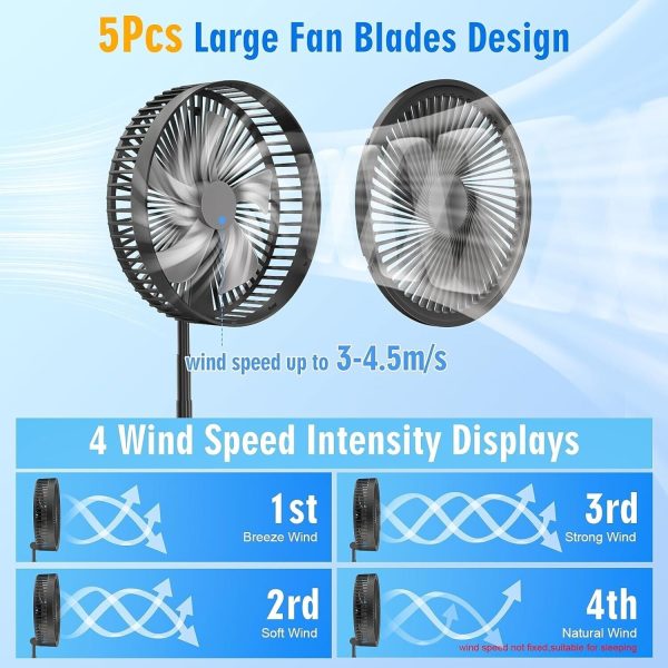 9 Inch Portable Oscillating Standing Pedestal Fan with Remote Control - Black - Image 7