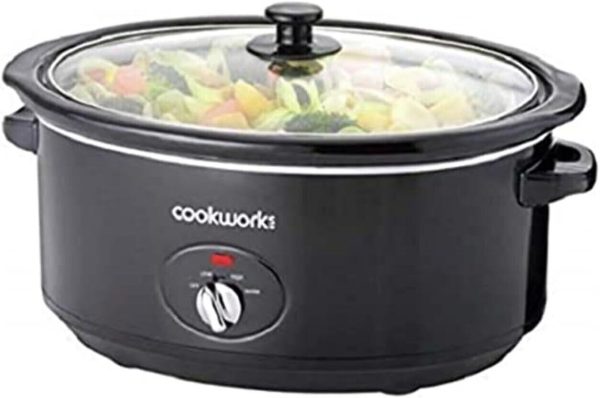 RAINBEAM Cookworks 6.5L 320W Slow Cooker - Black (Ceramic, 3 Heat Settings)