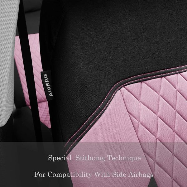 TOYOUN Pink Car Seat Covers Full Set – Universal Fit for Cars, SUVs, Trucks - Image 5