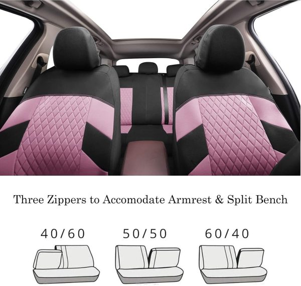 TOYOUN Pink Car Seat Covers Full Set – Universal Fit for Cars, SUVs, Trucks - Image 6