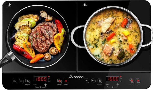 Aobosi Double Induction Hob 2800W with 20 Temperature Settings & 4-Hour Timer