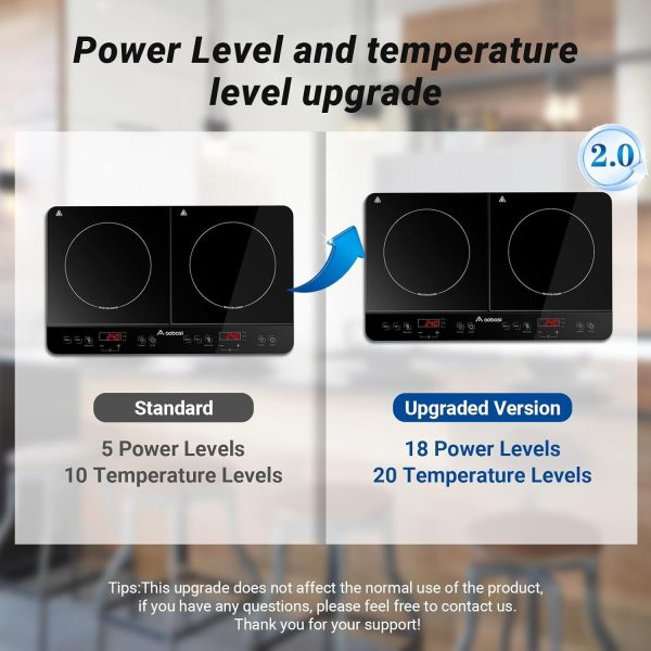 Aobosi Double Induction Hob 2800W with 20 Temperature Settings & 4-Hour Timer - Image 6