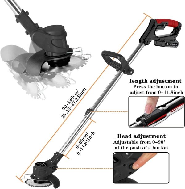 SMILOVII 24V Cordless Strimmer – Lightweight and Versatile Grass Cutter - Image 3