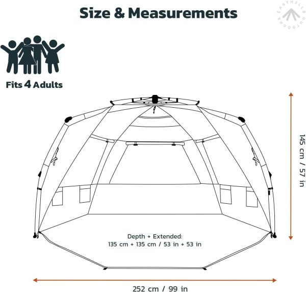 Easthills Outdoors Instant Shader Dark Shelter Pop Up Beach Tent – Pacific Blue - Image 3