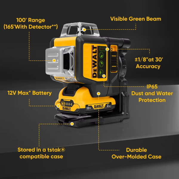 Dewalt DW089LG 3x360° Green Laser Level | 12 Lines | Vertical & Horizontal - Image 5