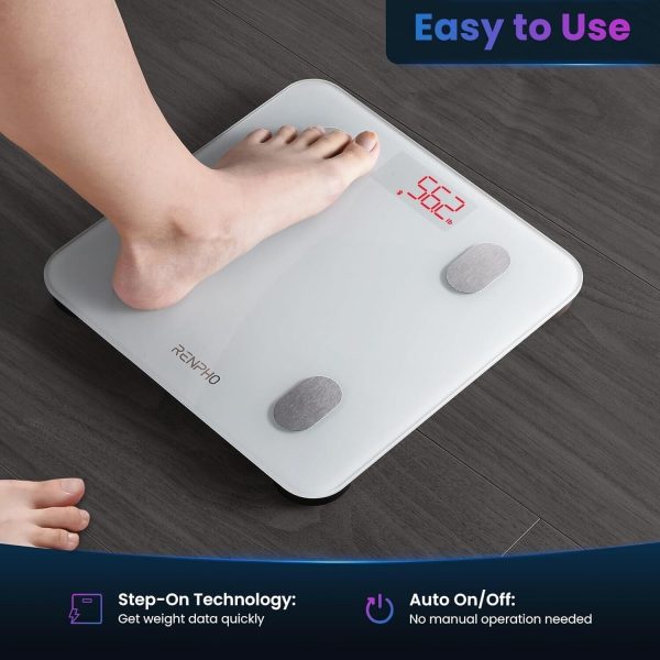 RENPHO Smart Body Weight Scale, 13 Body Composition Analyzer with App, White - Image 2