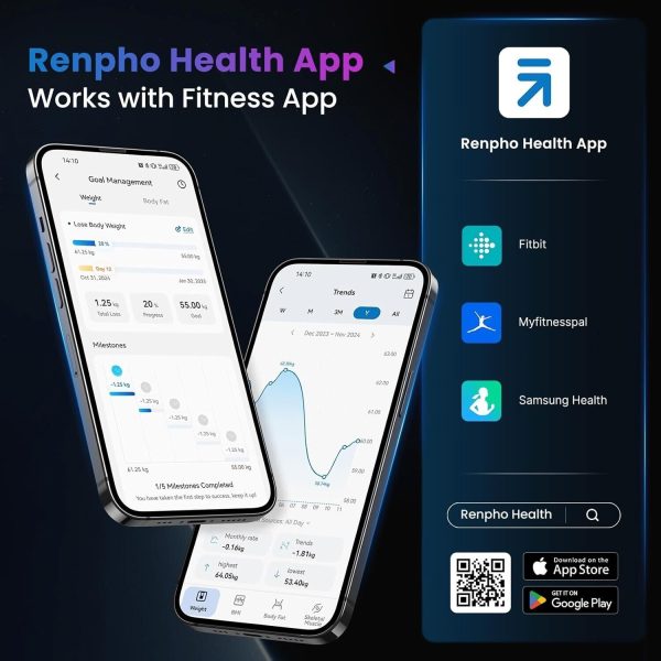 RENPHO Smart Body Weight Scale, 13 Body Composition Analyzer with App, White - Image 6