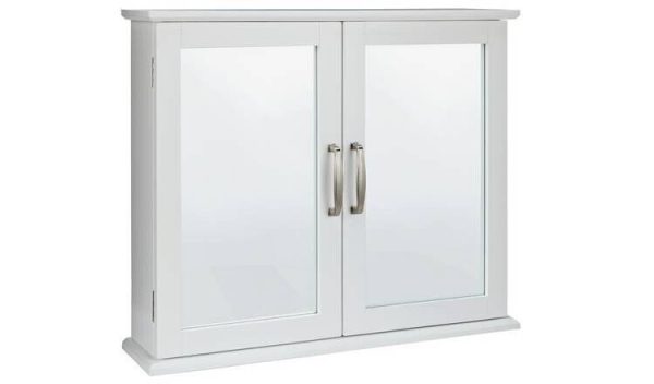 Argos Home Tongue & Groove Mirrored 2 Door Cabinet - White