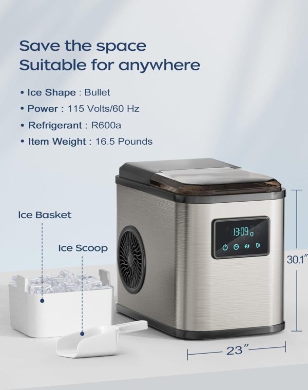 KeeGone Countertop Ice Maker – 9 Cubes in 10 Mins, 26lbs/24Hrs, Self-Cleaning - Image 5