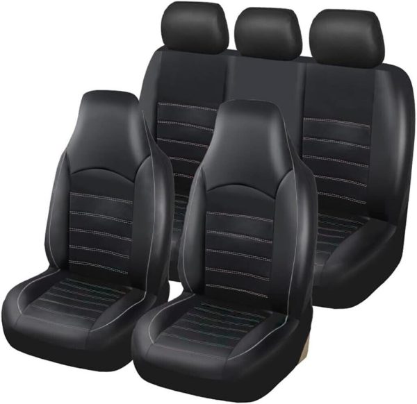 Universal PU Leather Car Seat Covers Full Set for Cars, Trucks, SUVs, or Vans