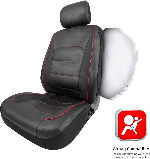 TOYOUN Classic Car Seat Covers Front Pair | Luxury Leather Look | Universal Fit - Image 2