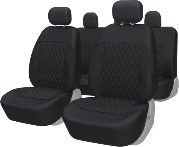 TOYOUN Universal Car Seat Covers Full Set for Cars, SUVs, Trucks – Solid Black