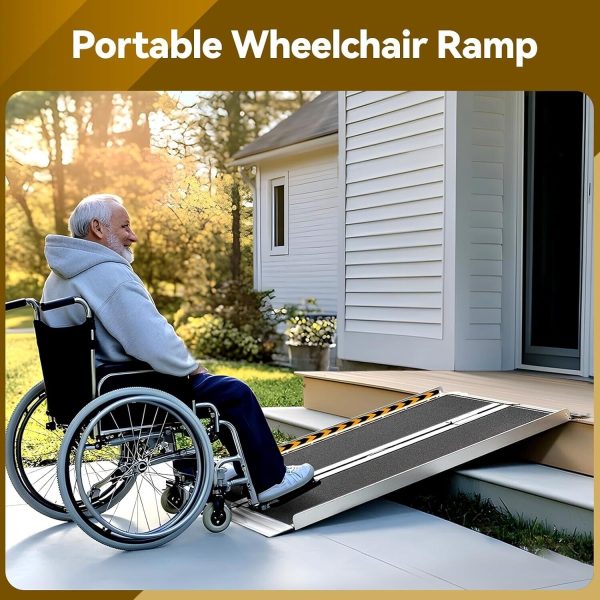 7FT Wheelchair Ramp, Foldable Aluminum Mobility Scooter Ramp, 362kg Capacity - Image 5